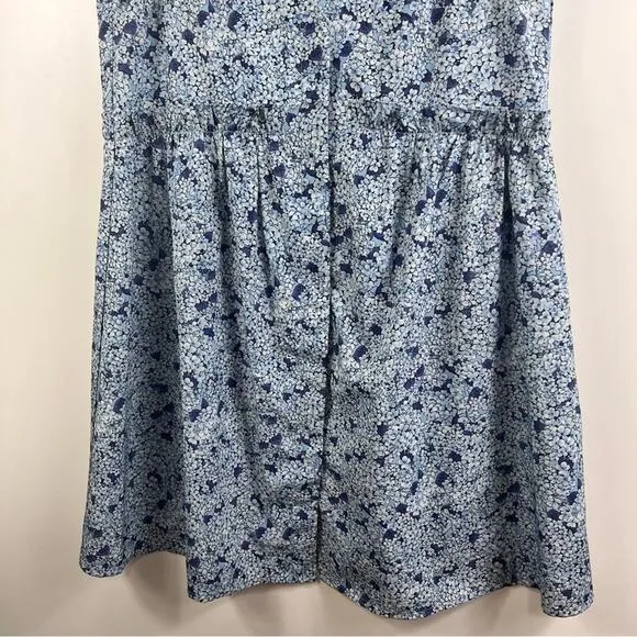 Tuckernuck Royal Shirt Dress in Blue Hydrangea Floral Small Mini Sleeveless