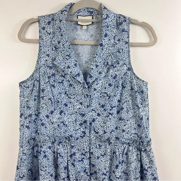 Tuckernuck Royal Shirt Dress in Blue Hydrangea Floral Small Mini Sleeveless