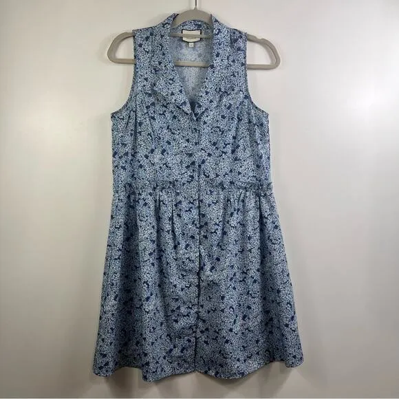Tuckernuck Royal Shirt Dress in Blue Hydrangea Floral Small Mini Sleeveless