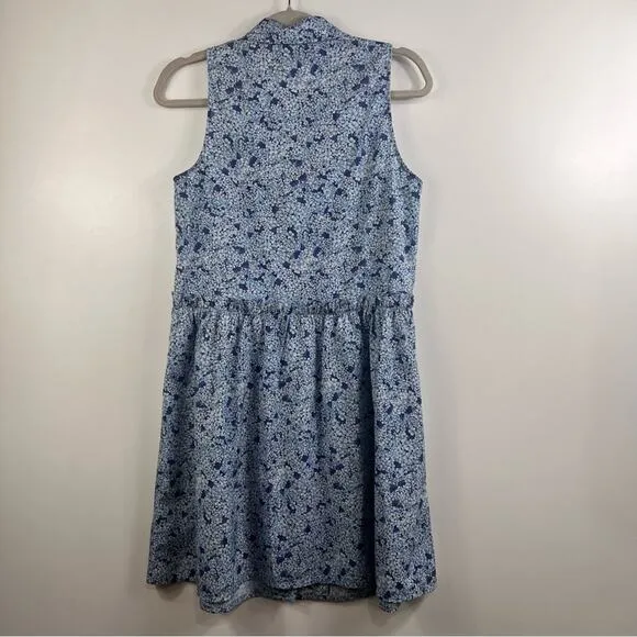 Tuckernuck Royal Shirt Dress in Blue Hydrangea Floral Small Mini Sleeveless