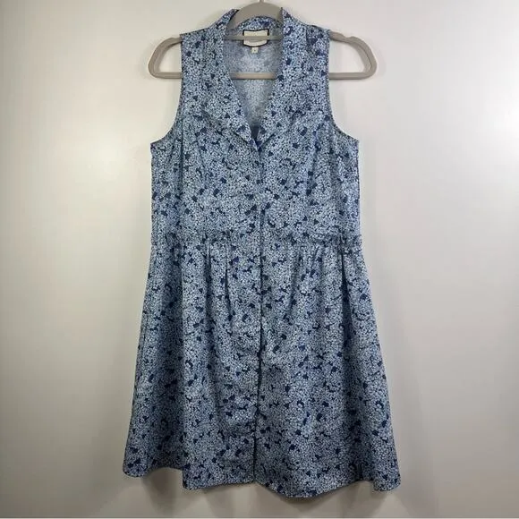 Tuckernuck Royal Shirt Dress in Blue Hydrangea Floral Small Mini Sleeveless