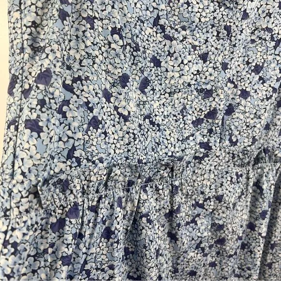 Tuckernuck Royal Shirt Dress in Blue Hydrangea Floral Small Mini Sleeveless
