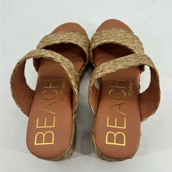 UEC Beach Rafia platform slide espadrilles with box worn once size 9