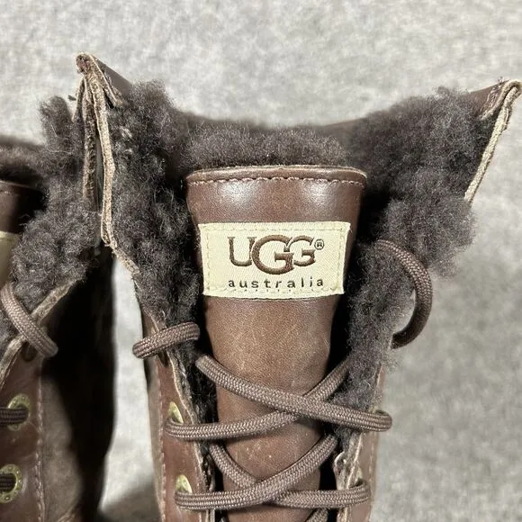 UGG Australia Butte Brown Leather Waterproof Sheepskin Winter Boots Men’s Sz 8