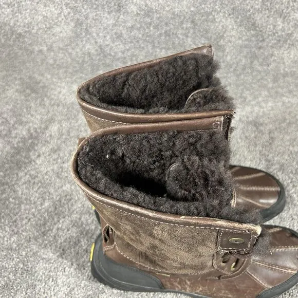 UGG Australia Butte Brown Leather Waterproof Sheepskin Winter Boots Men’s Sz 8