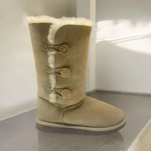 UGG Australia Womens Winter Boots Size 4 Leather Round Toe Tall Shearlin…