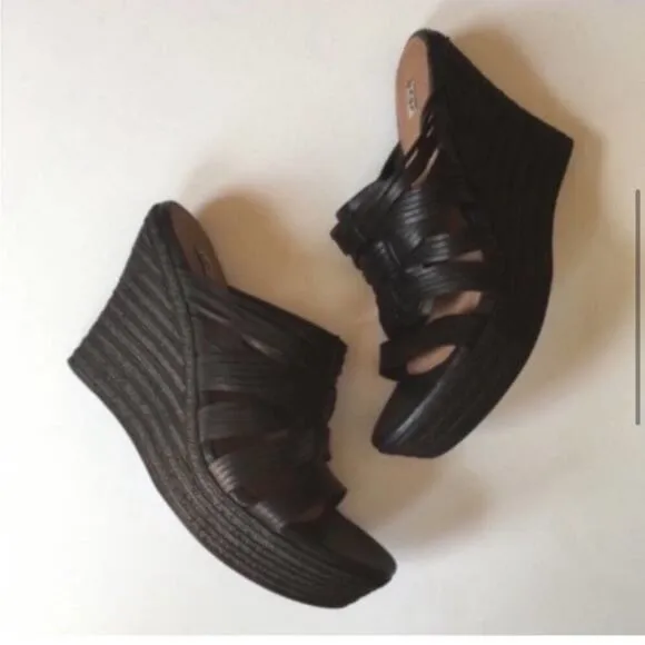 UGG Black Melinda Platform Wedge Sandals Size 10