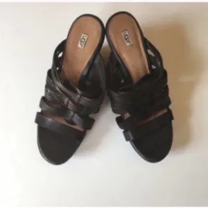 UGG Black Melinda Platform Wedge Sandals Size 10