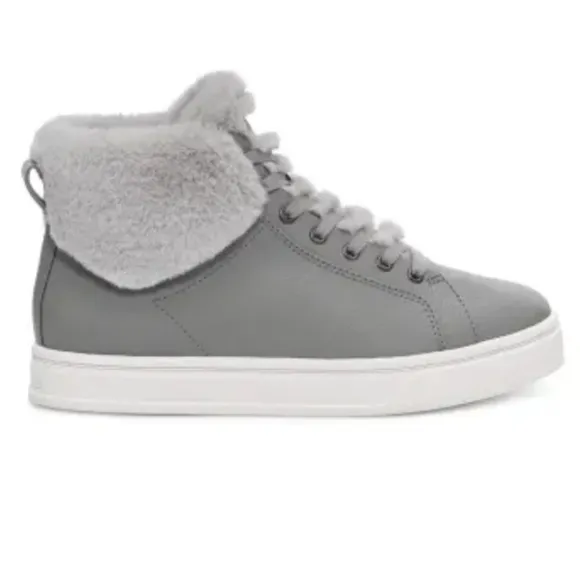 Ugg Grey Boots Ankle Booties Fur Lined Koolaburra NEW 6 Flat Low Heel Shoes Gray
