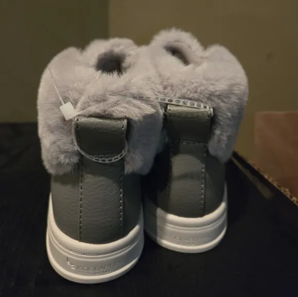 Ugg Grey Boots Ankle Booties Fur Lined Koolaburra NEW 6 Flat Low Heel Shoes Gray