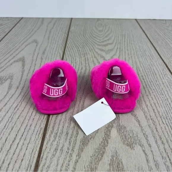 UGG Infant Fluff Yeah Furry Fuzzy Sandals 0/1 XS 0-6 months Pink $55 Baby Sized