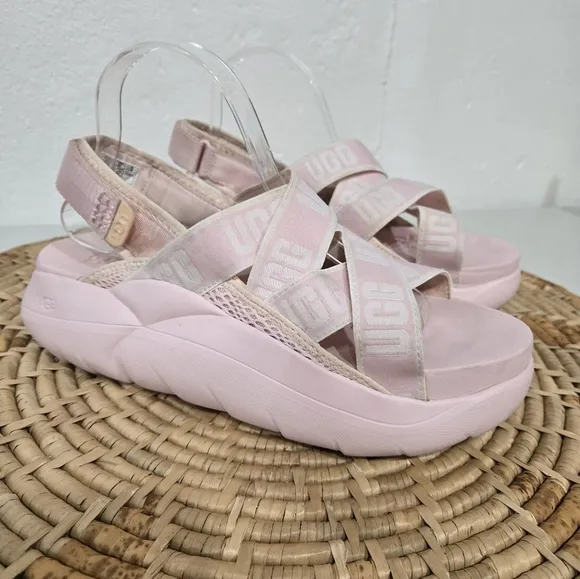 UGG LA Cloud Pink Strappy Platform Sandals 11