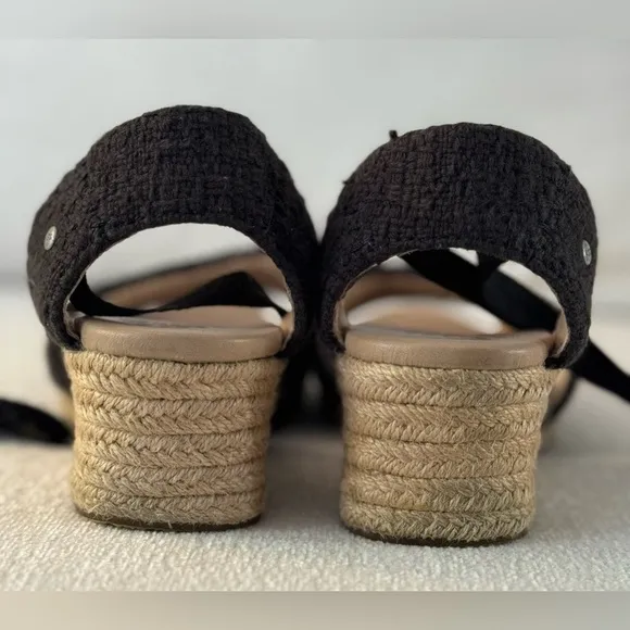 UGG Lace-up Open Toe Gray Espadrilles 2 Inch Heels, Size 9.5