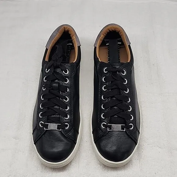 UGG MILO BLACK GRAY LEATHER SUEDE SKATE/SNEAKERS LADIES 8 NWOB TOUGH RUBBER SOLE
