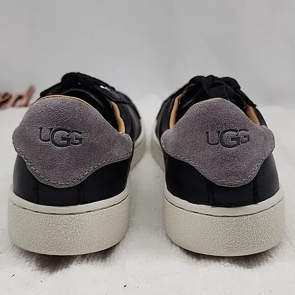 UGG MILO BLACK GRAY LEATHER SUEDE SKATE/SNEAKERS LADIES 8 NWOB TOUGH RUBBER SOLE