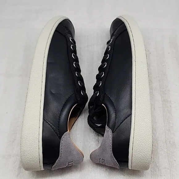 UGG MILO BLACK GRAY LEATHER SUEDE SKATE/SNEAKERS LADIES 8 NWOB TOUGH RUBBER SOLE