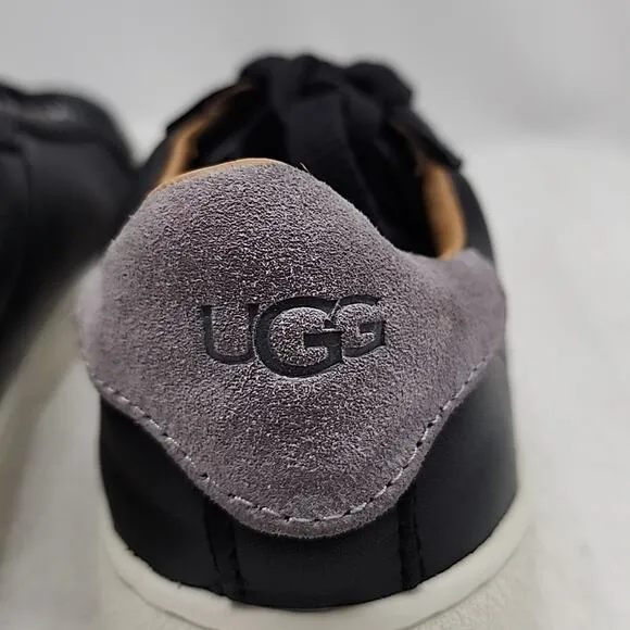UGG MILO BLACK GRAY LEATHER SUEDE SKATE/SNEAKERS LADIES 8 NWOB TOUGH RUBBER SOLE