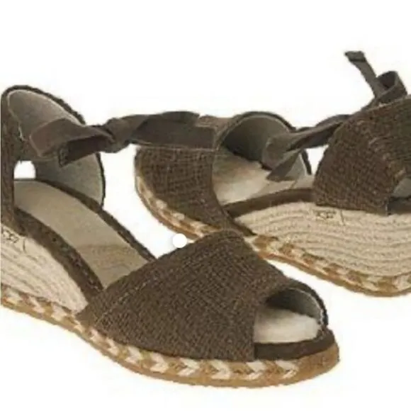 Ugg size 8 shoes sandals espadrilles tie ankle sherpa platform preowned
