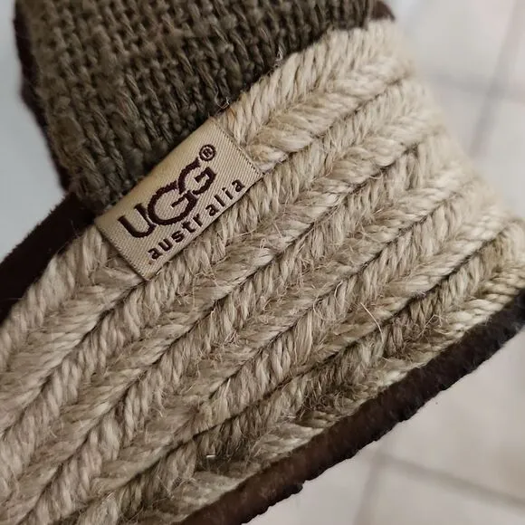 Ugg size 8 shoes sandals espadrilles tie ankle sherpa platform preowned