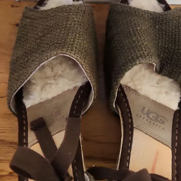 Ugg size 8 shoes sandals espadrilles tie ankle sherpa platform preowned