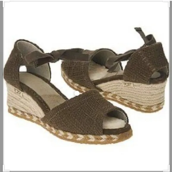 Ugg size 8 shoes sandals espadrilles tie ankle sherpa platform preowned