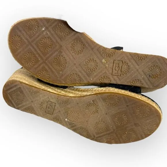 UGG Trina Wedge Ankle Wrap Espadrilles Sandals 6