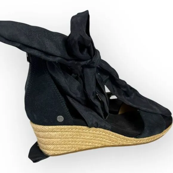 UGG Trina Wedge Ankle Wrap Espadrilles Sandals 6