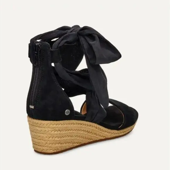 UGG Trina Wedge Ankle Wrap Espadrilles Sandals 6
