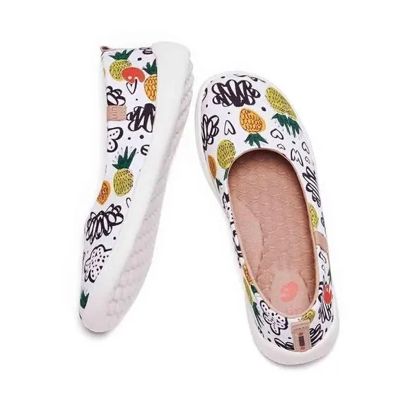 UIN Women's Ballet Flats Pointed Toe Casual Comfort Shoes (sweet pineapple)