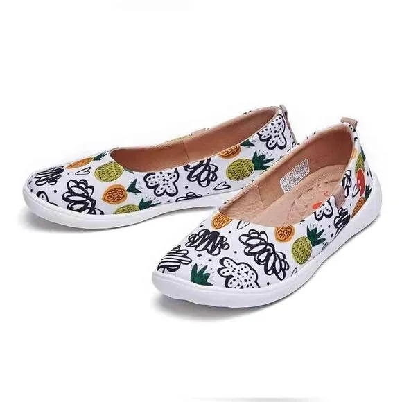 UIN Women's Ballet Flats Pointed Toe Casual Comfort Shoes (sweet pineapple)