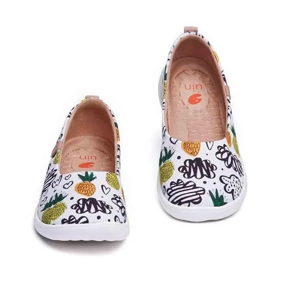 UIN Women's Ballet Flats Pointed Toe Casual Comfort Shoes (sweet pineapple)