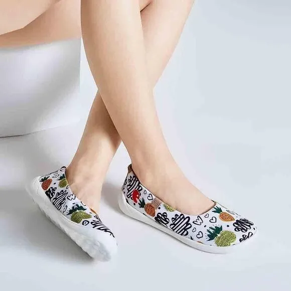 UIN Women's Ballet Flats Pointed Toe Casual Comfort Shoes (sweet pineapple)