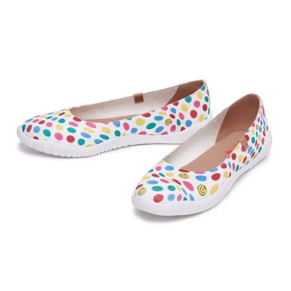 UIN Women's Ballet Flats Slip On Pointed Toe Casual Comfort Shoes (Dotted Joy 3)
