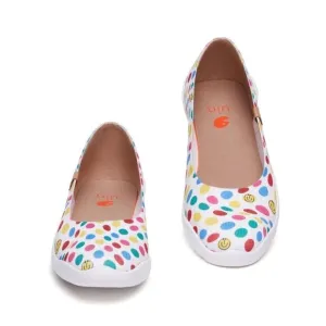 UIN Women's Ballet Flats Slip On Pointed Toe Casual Comfort Shoes (Dotted Joy 3)