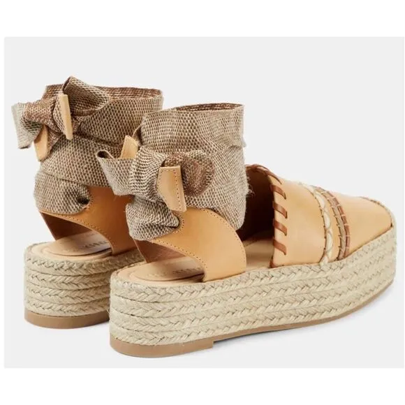 Ulla Johnson Leather platform espadrilles New Wheat NWB Size 40