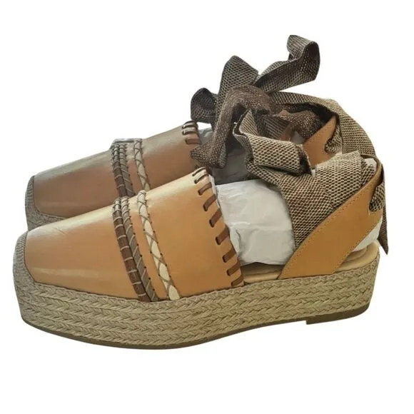 Ulla Johnson Leather platform espadrilles New Wheat NWB Size 40