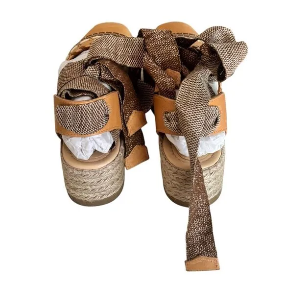 Ulla Johnson Leather platform espadrilles New Wheat NWB Size 40