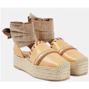 Ulla Johnson Leather platform espadrilles New Wheat NWB Size 40