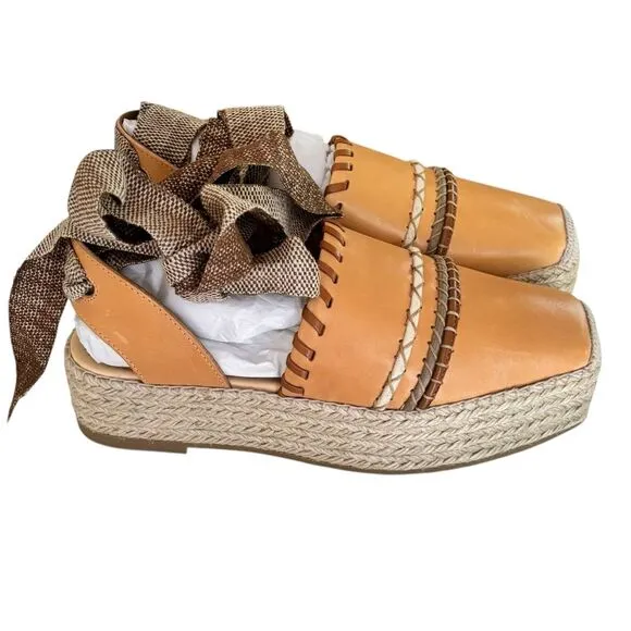 Ulla Johnson Leather platform espadrilles New Wheat NWB Size 40