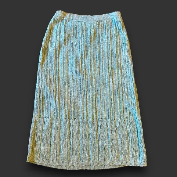 v i n t a g e :: Chunky Irish Linen Cotton Ribbed Knit Skirt