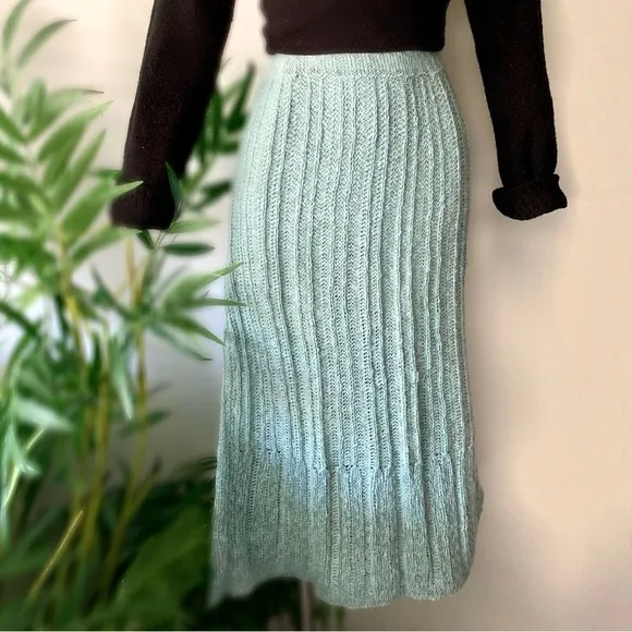 v i n t a g e :: Chunky Irish Linen Cotton Ribbed Knit Skirt