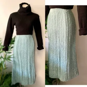 v i n t a g e :: Chunky Irish Linen Cotton Ribbed Knit Skirt