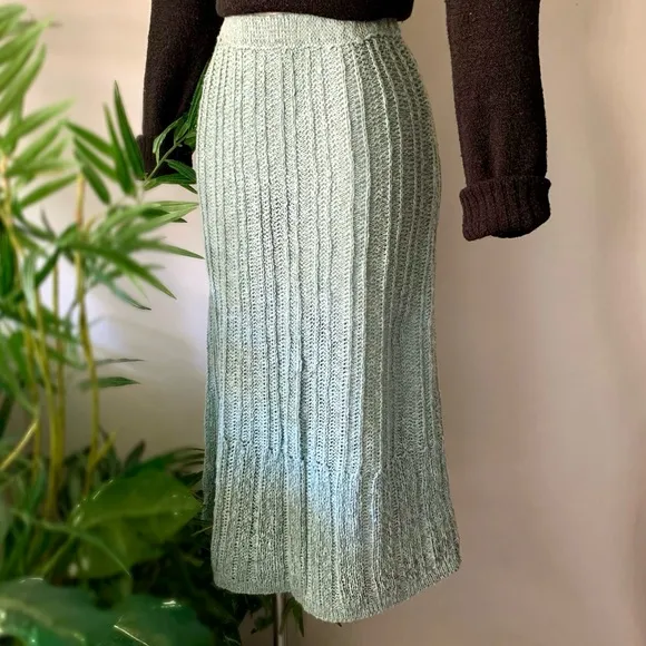 v i n t a g e :: Chunky Irish Linen Cotton Ribbed Knit Skirt