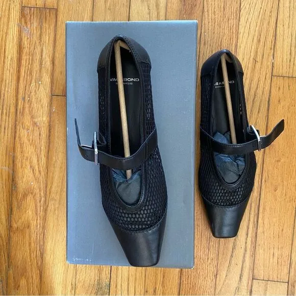 Vagabond Wioletta Mary Jane Flats shoes mesh ballet buckle Black Revolve 8.5