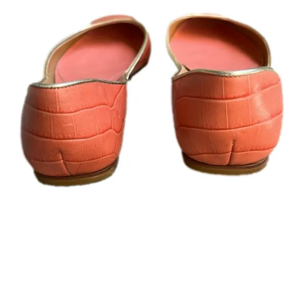 Valentino Garavani Orange/Coral Reptile Gold Trim Ballet Flats. Size 7.5.