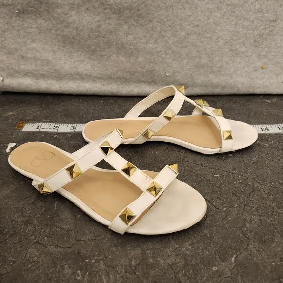Valentino Garavani Roman Stud Flat Sandals Women's Size 36 White Studs Sandals