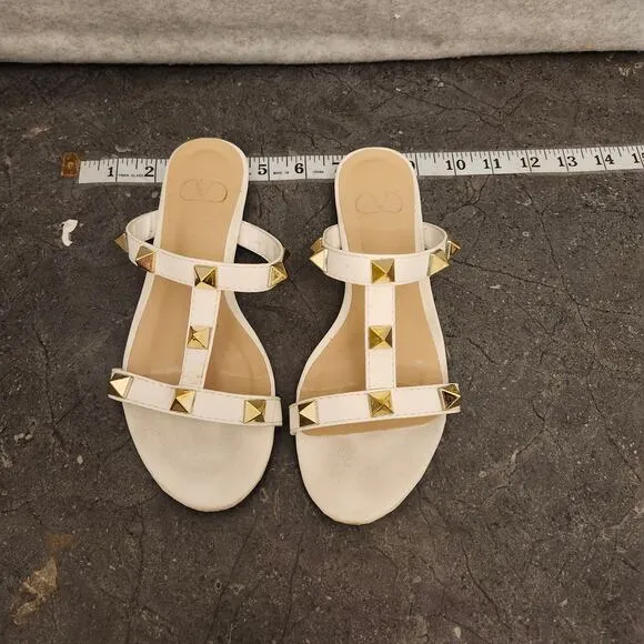 Valentino Garavani Roman Stud Flat Sandals Women's Size 36 White Studs Sandals