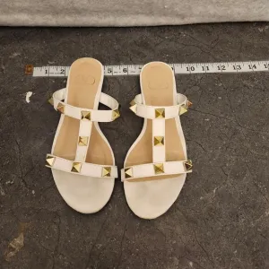 Valentino Garavani Roman Stud Flat Sandals Women's Size 36 White Studs Sandals