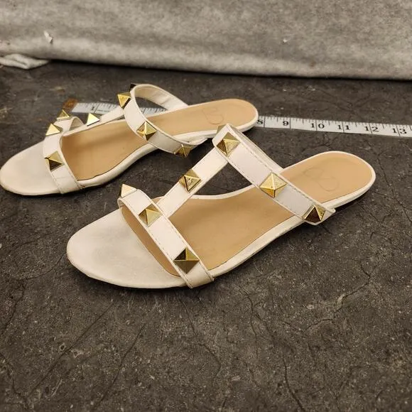 Valentino Garavani Roman Stud Flat Sandals Women's Size 36 White Studs Sandals