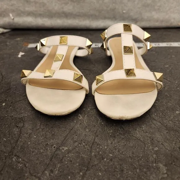 Valentino Garavani Roman Stud Flat Sandals Women's Size 36 White Studs Sandals